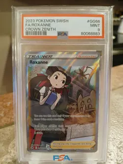 Pokemon TCG Roxanne PSA 9 GG66/GG70 Crown Zenith Full Art Trainer - Image 1