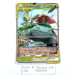 Celebi & Venusaur GX 1/181 NM/LP Team Up Full Art Pokemon TCG - Image 1