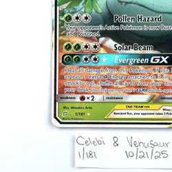 Celebi & Venusaur GX 1/181 NM/LP Team Up Full Art Pokemon TCG - Image 3