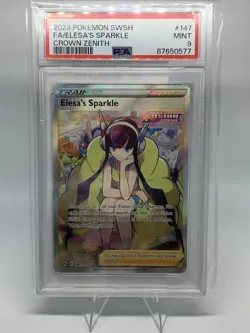 Pokemon Elesa's Sparkle PSA 9 Mint 147/159 Crown Zenith Full Art 2023 SWSH - Image 1