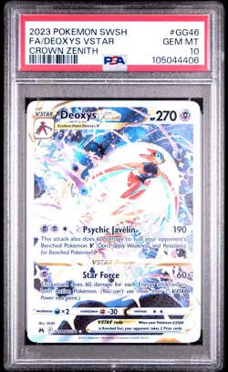 2023 POKEMON SWORD & SHIELD CROWN ZENITH #GG46 FULL ART/DEOXYS VSTAR PSA 10 - Image 1