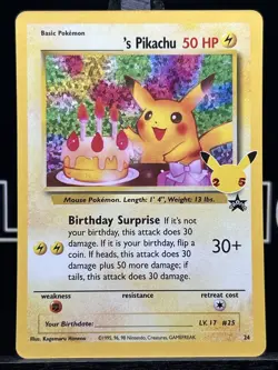 Happy Birthday Pikachu Holo 24 Celebrations Birthday Pokemon Card NM - Image 3