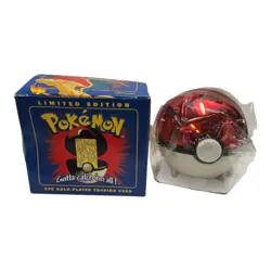 1999 Pokemon Burger King Charizard 23K Gold Plated Card & SEALED Pokeball BLUE - Image 1
