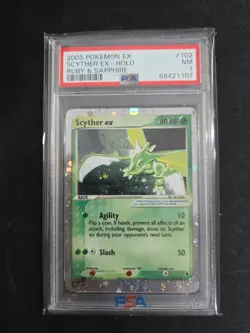 Pokemon Scyther EX Ruby & Saphire Holo Card 102/109 Ultra Rare 2003 PSA 7 - Image 1