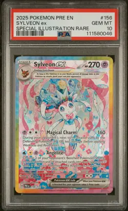 2025 POKEMON PRE EN-PRISMATIC EVOLUTIONS #156 SYLVEON EX PSA 10 - Image 1