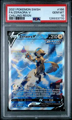 2021 POKEMON SWORD & SHIELD CHILLING REIGN #166 FULL ART/ZERAORA V PSA 10 - Image 1