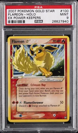2007 POKEMON EX POWER KEEPERS GOLD STAR #100 FLAREON-HOLO PSA 9 - Image 1