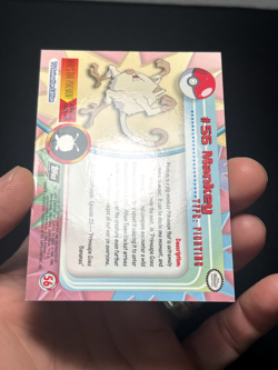 Topps Pokemon TV Animation Series 1 HOLO FOIL Embossed Rays Mankey 56 - Image 4