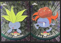 2000 Topps Chrome Pokemon Oddish #43 + Gloom #44 - LP - Image 1