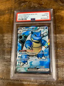 POKEMON 2023 151 Mew En BLASTOISE EX Ultra Rare #184 PSA 10 Gem Mint Full Art - Image 1