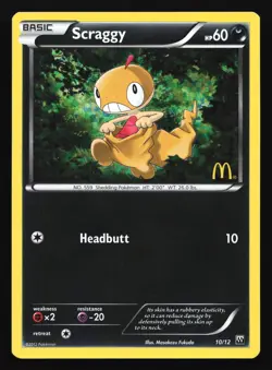 Pokemon Scraggy 10/12 McDonald's 2012 Confetti Holo Promo LP - Image 1
