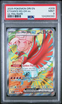 2025 POKEMON DRI EN-DESTINED RIVALS ULTRA RARE #209 ETHAN'S HO-OH EX PSA 9 - Image 1