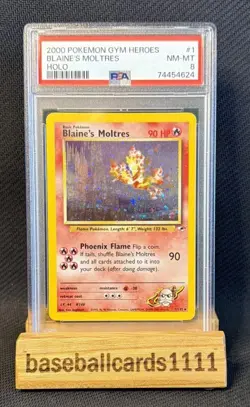 Pokemon PSA 8 NM-MT Gym Heroes Holo Blaine's Moltres 1/132 P1 - Image 1