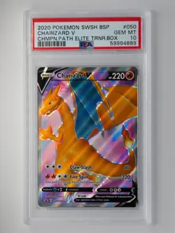 CHARIZARD V - FA / FULL ART - SWSH050 - POKEMON SWORD & SHIELD - PSA 10 GEM MINT - Image 1