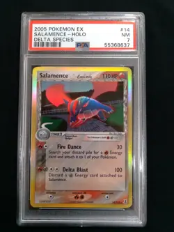 Graded PSA 7 2005 Pokemon EX SALAMENCE #14 HOLO Delta Species NM - Image 1