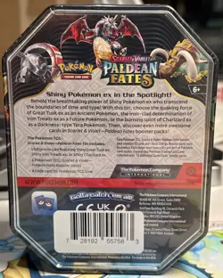 Pokemon TCG: Paldean Fates Tin - Great Tusk (4packs) - Factory Sealed - Image 2