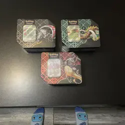 Pokemon TCG Paldean Fates Set of 3 Tins: Charizard, Iron Treads, Great Tusk 🔥 - Image 1