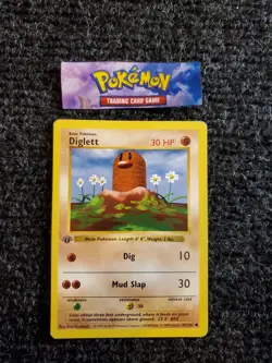 Diglett 47/102 1st Edition Shadowless Base Set 1999 Pokemon WOTC TCG NM - Image 1