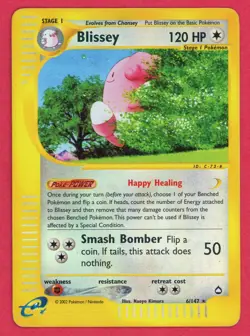Blissey Aquapolis 6/147 Pokemon TCG Reverse Holo Rare - MP - Image 1