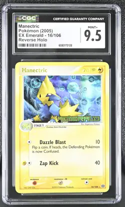 CGC 9.5 MINT+ Manectric 2005 EX Emerald 16/106 Reverse Holo Stamped Pokemon Card - Image 1