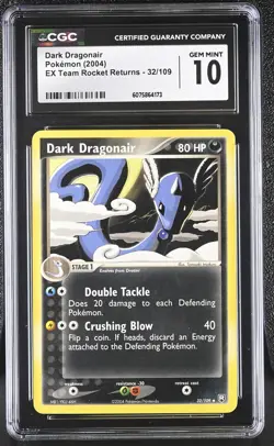 CGC 10 GEM MINT Dark Dragonair 2004 EX Team Rocket Returns 32/109 Pokemon Card - Image 1