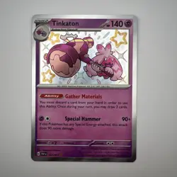 Pokemon TCG SV4.5 Paldean Fates Tinkaton 167/091 NM Shiny Holo Rare Card - Image 1