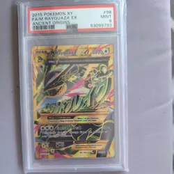 2015 POKEMON XY ANCIENT ORIGINS #98 FULL ART/M RAYQUAZA EX PSA 9 - Image 1