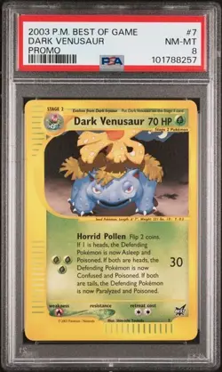 2003 POKEMON BEST OF GAME PROMO #7 DARK VENUSAUR PSA 8 (8257) - Image 1
