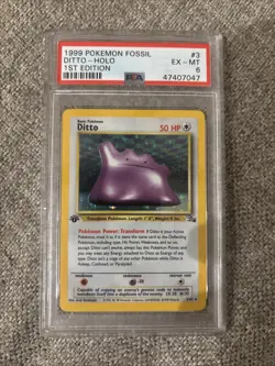 1999 Pokemon Fossil #3 Ditto Holo Rare 1st First PSA 6 - Image 1