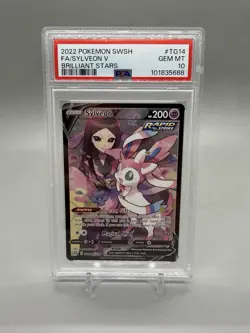 2022 POKEMON SWORD & SHIELD BRILLIANT STARS #TG14 FULL ART/SYLVEON V PSA 10 - Image 1