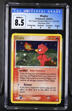 Magby Reverse Holo Pokemon Team Rocket Returns 24/109 CGC 8.5 NM/Mint Stamped - Image 1