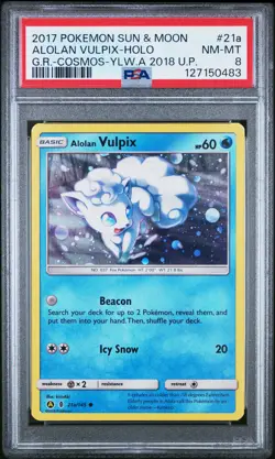 2017 POKEMON SUN & MOON GUARDIANS RISING #21A ALOLAN VULPIX-HOLO PSA 8 - Image 1