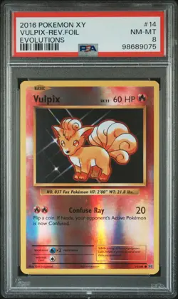 2016 POKEMON XY EVOLUTIONS #14 VULPIX-REVERSE FOIL PSA 8 - Image 1