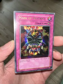 Yugioh Misprint Large Foil Shift Mask Of Restrict LON Ultra Rare LP - Image 1