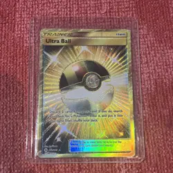 Pokemon TCG Ultra Ball Gold Secret Rare Holo Card 161/149 Sun and Moon Set - Image 1