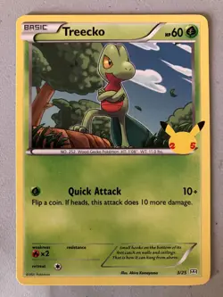 TREECKO NON-HOLO 25TH ANNIVERSARY MCDONALDS PROMO 2021 3/25 POKEMON CARD - Image 1