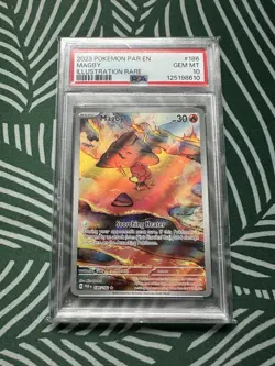 Pokemon TCG Magby 186/182 2023 Paradox Rift Illustration Rare Card - PSA 10 - Image 1