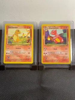 Lot of 2 Charmander and Charmeleon Pokemon Cards 1995 46 & 24/102 1ST EDITION - Image 1