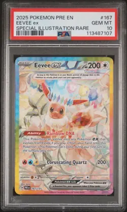 2025 POKEMON PRE EN-PRISMATIC EVOLUTIONS #167 EEVEE EX PSA 10 - Image 1