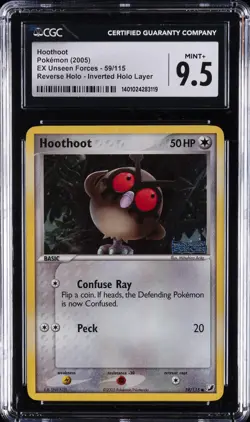 2005 POKEMON EX UNSEEN FORCES #59 HOOTHOOT-REVERSE FOIL CGC 9.5 - Image 1