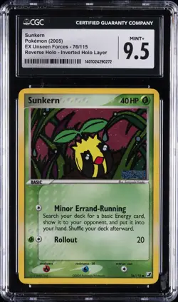 2005 POKEMON EX UNSEEN FORCES #76 SUNKERN-REVERSE FOIL CGC 9.5 - Image 1