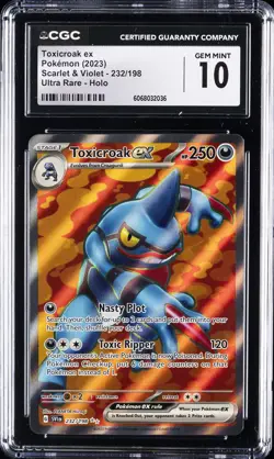 2023 POKEMON SCARLET & VIOLET - ULTRA RARE - HOLO TOXICROAK EX CGC 10 GEM MINT - Image 1