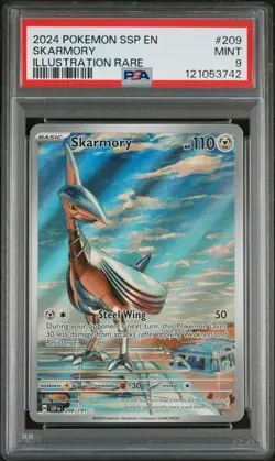 2024 POKEMON SSP EN-SURGING SPARKS ILLUSTRATION RARE #209 SKARMORY PSA 9 - Image 1