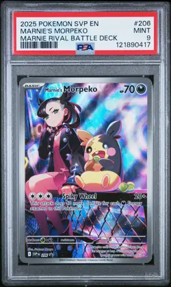 2025 POKEMON SVP EN-SV BLACK STAR PROMO #206 MARNIE'S MORPEKO PSA 9 - Image 1
