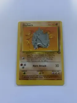Pokemon Miscut Error Off Center OC Alignment Dot Vintage - Rhyhorn Jungle WOTC - Image 1