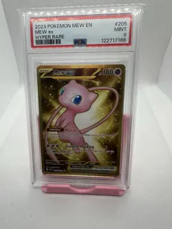 2023 Pokemon Mew EN 151 Mew EX #205 Gold Hyper Rare PSA 9 - Image 1