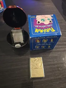 Pokemon TCG Jigglypuff 23Kt Gold Plated Card 1999 Burger King COA, Box, Pokeball - Image 2
