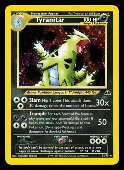 Tyranitar 12/75 Holo Factory Ink Dot ERROR Neo Discovery Pokemon Card - Image 1