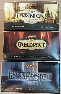 MTG Empty Booster Boxes Ravnica City of Guilds Guildpact Dissension No Cards Lot - Image 5