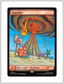 1x Mountain, Full Art - 1942, Spongebob Squarepants Secret Lair Drop, MTG NM - Image 1